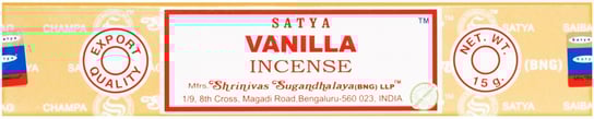 Kadzidełka Satya - 15 g - Vanilla Incense - Indyjskie kadzidełka Satya
