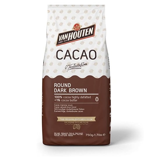 Kakao Van Houten wysoko odtłuszczone 1% Round Dark Brown Cocoa Powder 750g Van Houten