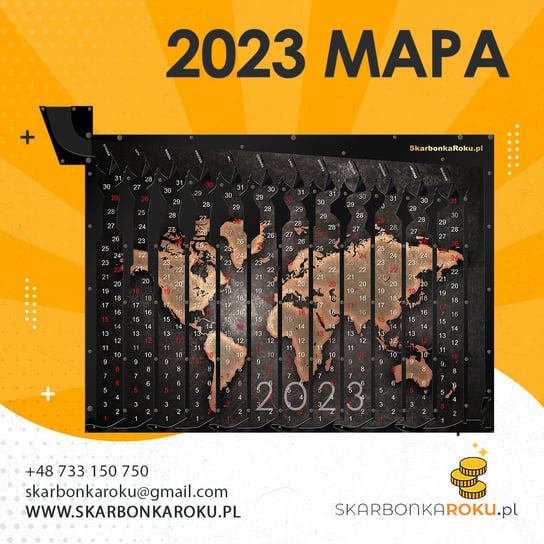 Kalendarz 2023 Mapa Świata Skarbonka na ścianę HIT! FajnyPomysł