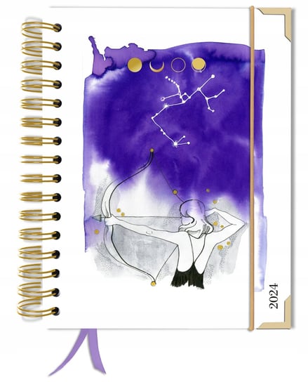 Kalendarz 2024 Dzienny Zodiak Złocony Książkowy Planer A5+ Dowolny Miesiąc TADAPLANNER