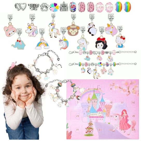 Kalendarz Adwentowy Motywacyjny Biżuteria Charms Bransoletka Zawieszki Diy Zolta