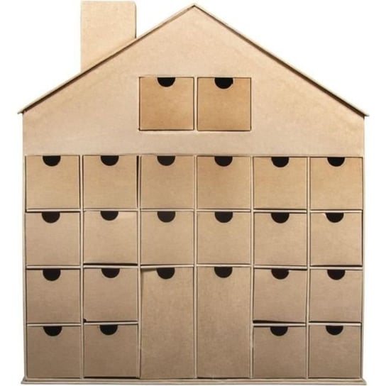 Kalendarz adwentowy w kształcie kartonowego domku do dekoracji - Beżowy - Mieszany - Wiek 5 i więcej - Karton Inna marka