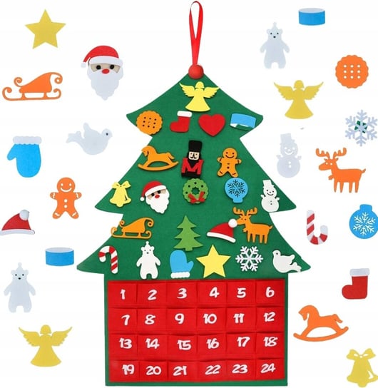 Kalendarz Adwentowy Z Filcu Dla Dzieci Choinka Z Ozdobami Świąteczny Diy [Se-Kal4] LUKOSS