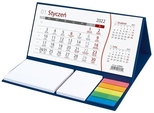 Kalendarz biurkowy 2022, granatowy, z notesem WOKÓŁ NAS