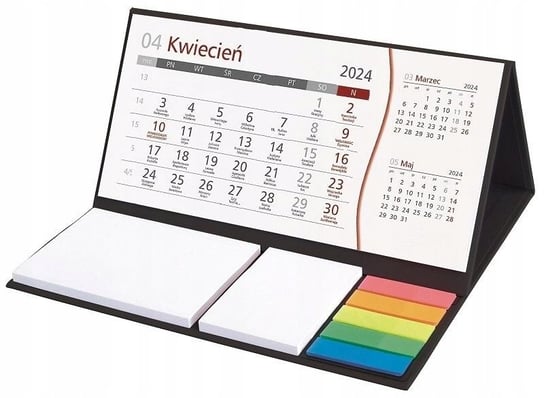 Kalendarz biurkowy 2024 miesięczny Wokół Nas z notesem czarny Wokół nas