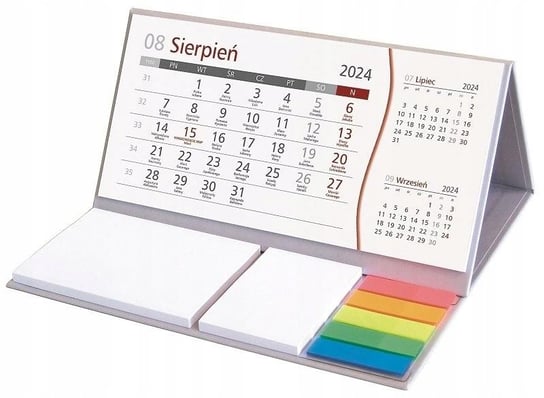 Kalendarz biurkowy 2024 miesięczny Wokół Nas Z Notesem Szary Wokół nas