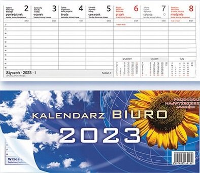 Kalendarz biurkowy stojący poziomy 2023 Panta Plast