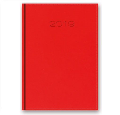 Kalendarz książkowy 2019, format A5, Vivella, czerwony Lucrum