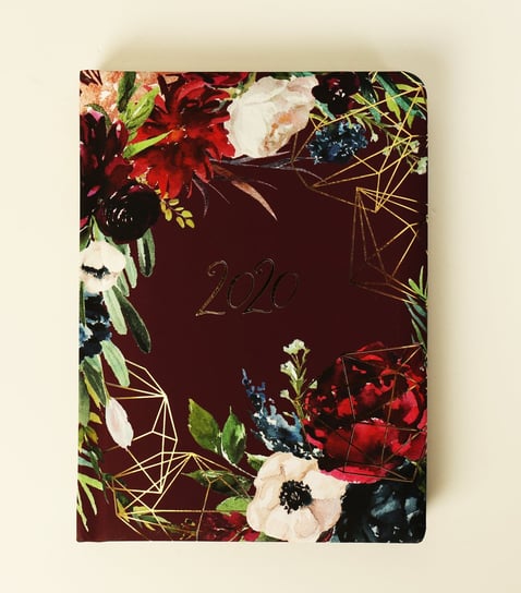 Kalendarz książkowy 2020, Glamour, Kwiaty, bordowy ALBI