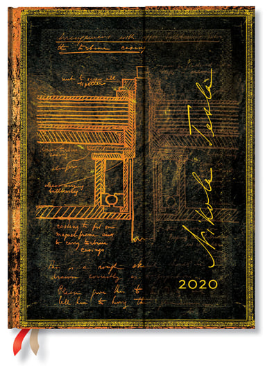 Kalendarz książkowy 2020, Ultra Vertical, Tesla, Sketch of a Turbine, Paperblanks Paperblanks