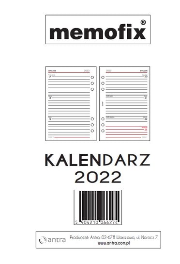 Kalendarz książkowy 2022, Memofix, A5, TDW Antra Ryszard Polubiec