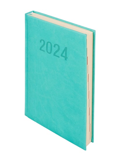 Kalendarz książkowy 2024 dzienny A5 Antra Vivella turkusowy Antra