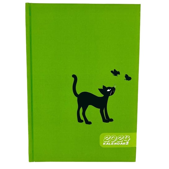 Kalendarz książkowy 2024 dzienny A5 EV-CORP Kot w zieleni EV-Corp