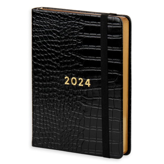 Kalendarz książkowy 2024 dzienny A5 krokodyl czarny Empik