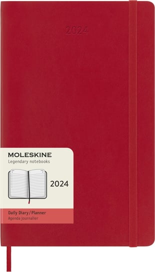 Kalendarz książkowy 2024 dzienny A5 Moleskine large soft granatowy czerwony Moleskine
