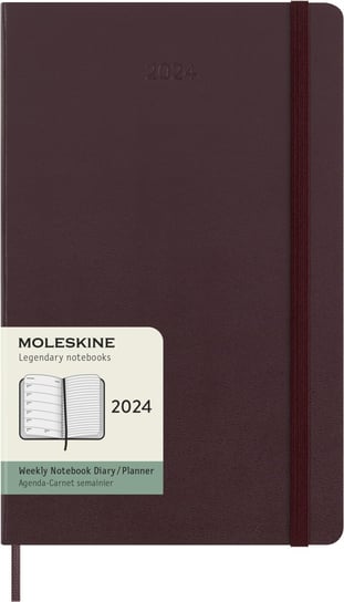 Kalendarz książkowy 2024 tygodniowy A5 Moleskine large hard burgundowy Moleskine