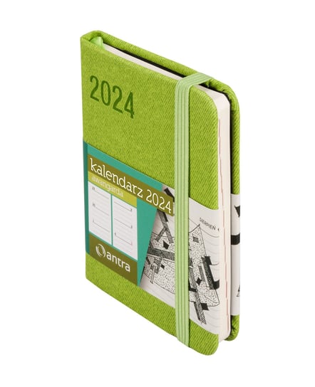 Kalendarz książkowy 2024 tygodniowy A7 Antra TDW Awangarda zielony Antra