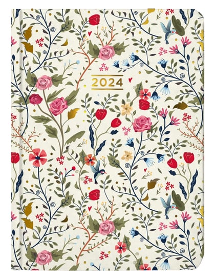 Kalendarz książkowy 2024 tygodniowy B6 ALBI kwiaty biały Albi