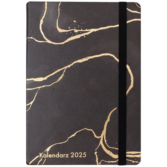 Kalendarz książkowy 2025 dzienny A5, czarny marmur, Paperdot Paperdot