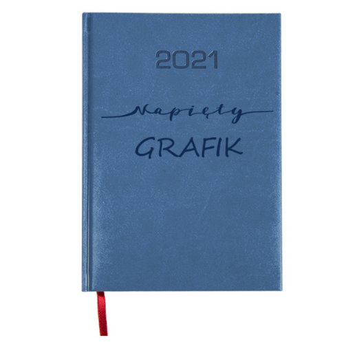 Kalendarz książkowy A5 2021, Napięty grafik, niebieski, grawerowany Empik Foto