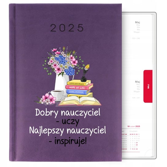 Kalendarz Książkowy A5 2025 Fioletowy - Praktyczny Prezent Dla Nauczyciela Inna marka