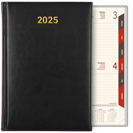 KALENDARZ KSIĄŻKOWY A5 PLANER TERMINARZ Dzienny A5 2025 CZARNY NOTATNIK Inna marka