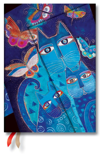 Kalendarz książkowy Paperblanks 2021, Blue Cats & Butterflies Midi HOR Paperblanks