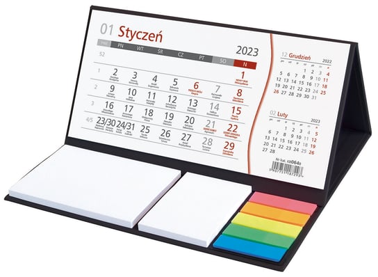 Kalendarz miesięczny, 2023, Biurkowy, z Notesem, Czarny WOKÓŁ NAS