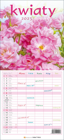 Kalendarz miesięczny, 2023, Kwiaty Parma Press