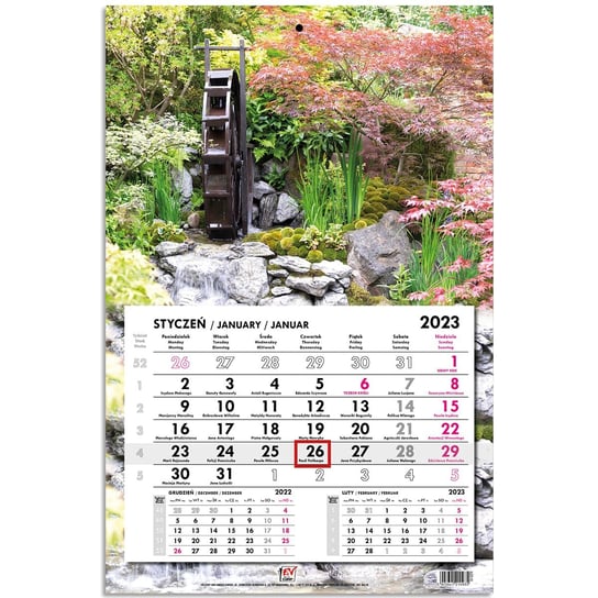 Kalendarz miesięczny, 2023, Mix wzorów, na Ścianę EV-CORP