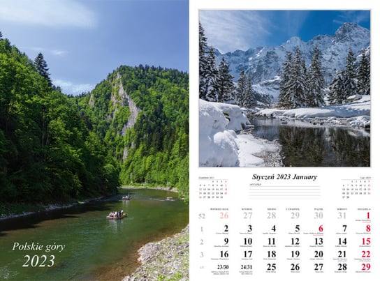 Kalendarz miesięczny, 2023, Ścienny, Polskie Góry Radwan