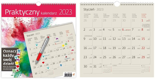 Kalendarz miesięczny, 2023, Ścienny, Praktyczny z Naklejkami, 30x30 cm Sztuka Rodzinna