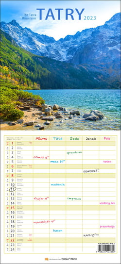 Kalendarz miesięczny, 2023, Tatry Parma Press