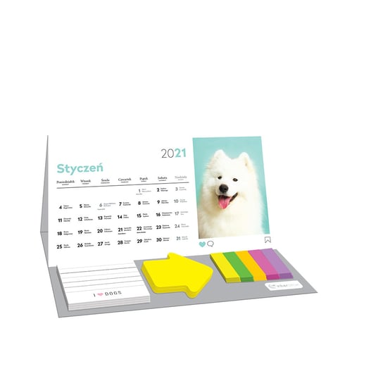 Kalendarz na biurko z karteczkami 2021, Dogs Interdruk