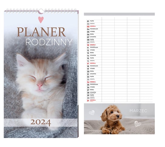 Kalendarz planer ścienny 2024 miesięczny Interdruk Zwierzaki Interdruk