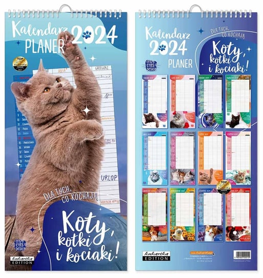 Kalendarz planer ścienny 2024 miesięczny Kukartka Koty Kukartka