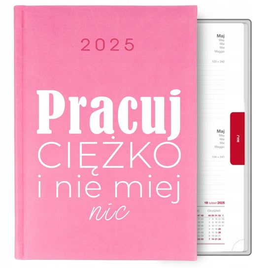 Kalendarz Różowy A5 2025 Regres Osobisty Pracuj Ciężko I Nie Miej Nic Wzory Inna marka