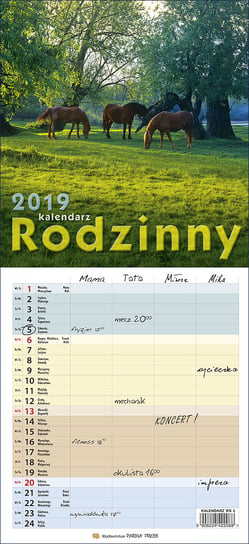 Kalendarz ścienny 2019, Rodzinny Parma Press