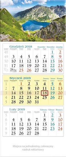 Kalendarz ścienny 2019, trójdzielny, mix wzorów Lucrum