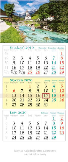 Kalendarz ścienny 2020, trójdzielny, Mostek Codex