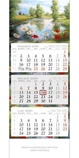 Kalendarz ścienny 2020, trójdzielny, Plener Codex