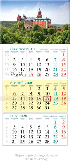 Kalendarz ścienny 2020, trójdzielny, Zamek Codex
