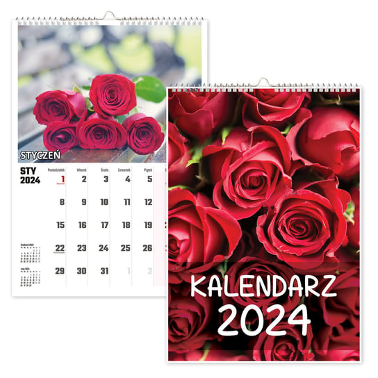 Kalendarz ścienny 2024 miesięczny A3 Propaganda Róże Kwiaty Propaganda