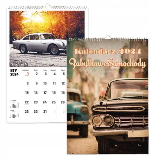 Kalendarz ścienny 2024 miesięczny A4 Propaganda Zabytkowe Samochody Propaganda