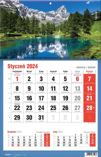 Kalendarz ścienny 2024 miesięczny Avanti mix Avanti