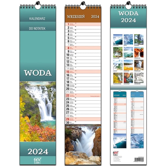 Kalendarz ścienny 2024 miesięczny EV-CORP Woda w Przyrodzie EV-Corp