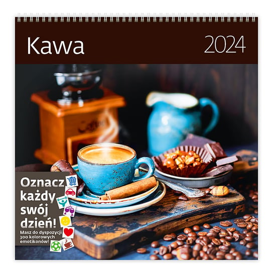Kalendarz ścienny 2024 miesięczny Helma 365 Kawa z Naklejkami Helma 365