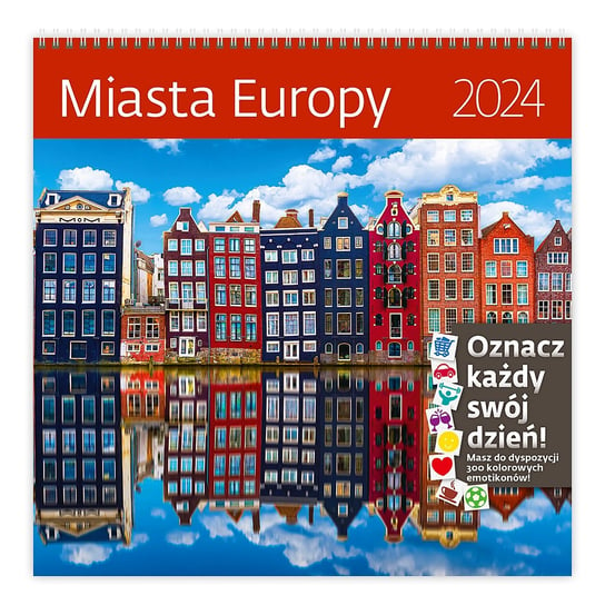 Kalendarz ścienny 2024 miesięczny Helma 365 Miasta Europy z Naklejkami Helma 365