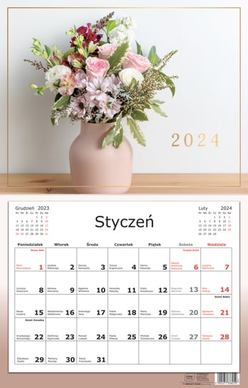 Kalendarz ścienny 2024 miesięczny Interdruk Kwiaty Interdruk