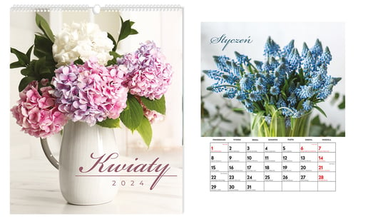 Kalendarz ścienny 2024 miesięczny Interdruk Kwiaty Interdruk